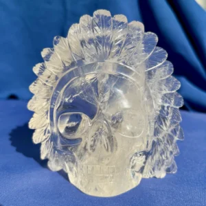 Clear Elestial Quartz Feathered Shaman Skull