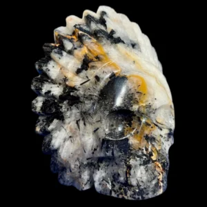 Large Tourmaline Quartz Feathered Shaman Skull