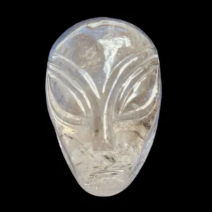 Rutilated smoky quartz alien skull