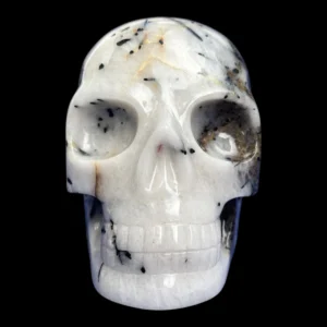 Life-size tourmaline quartz skull